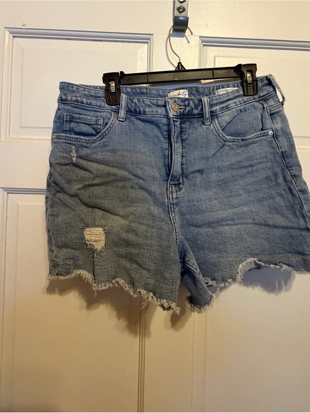 Wonderly High Rise Cut Off Distressed Denim Shorts Size 14